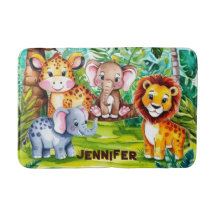 Cute Kids Safari Selva Animal Personalizado Nome