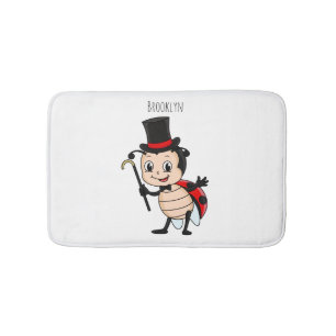 Tapete De Banheiro Cute ladybug with top hat and tie cartoon