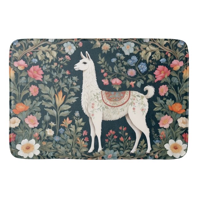 Tapete De Banheiro Cute Llama Elegant Floral (Frente)