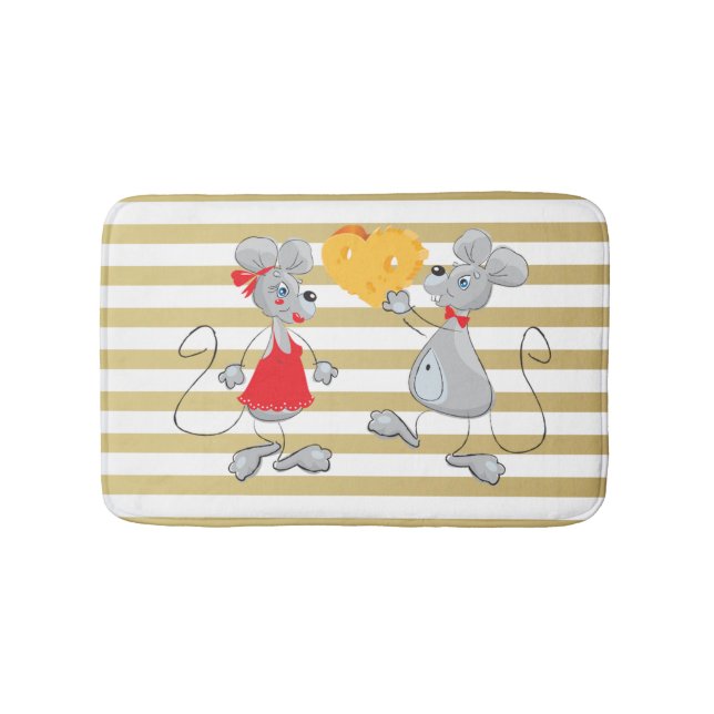 Tapete De Banheiro Cute Quirky Whimsical Mouses-Stripes (frente)