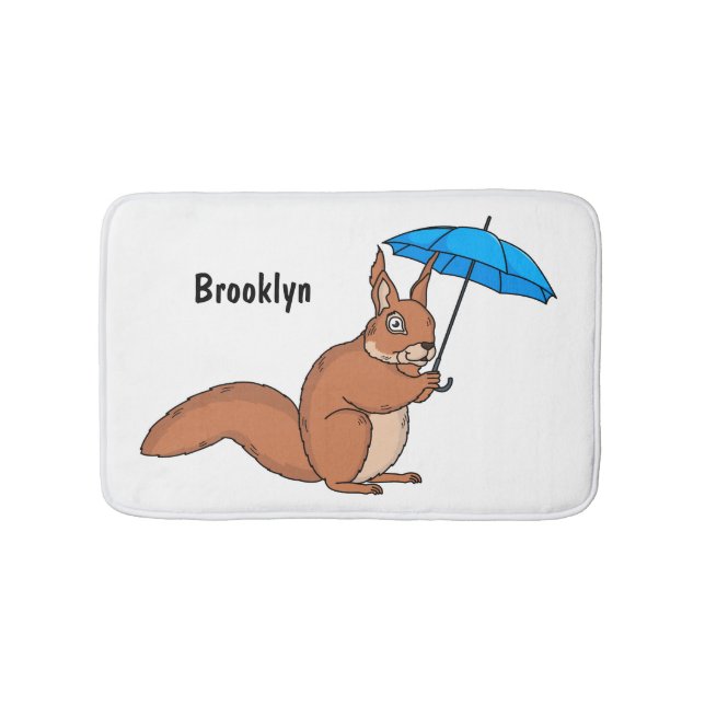 Tapete De Banheiro Cute red squirrel with umbrella cartoon  (frente)
