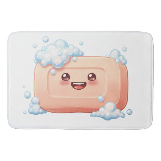 Tapete De Banheiro Cute Smiling Soap Bar with Bubbles