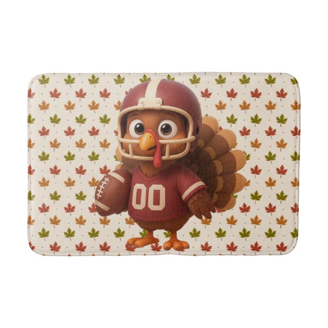 Tapete De Banheiro Cute Thanksgiving day football turkey (Frente)