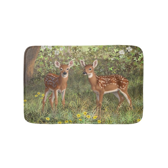 Tapete De Banheiro Cute Whitetail Deer Twin Fawns (frente)