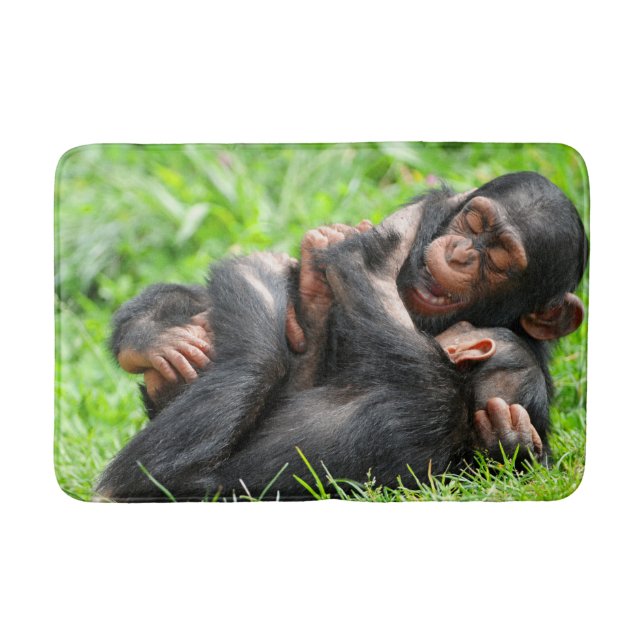 Tapete De Banheiro Cutest Baby Animals | Two Young Chimpanzees (Frente)
