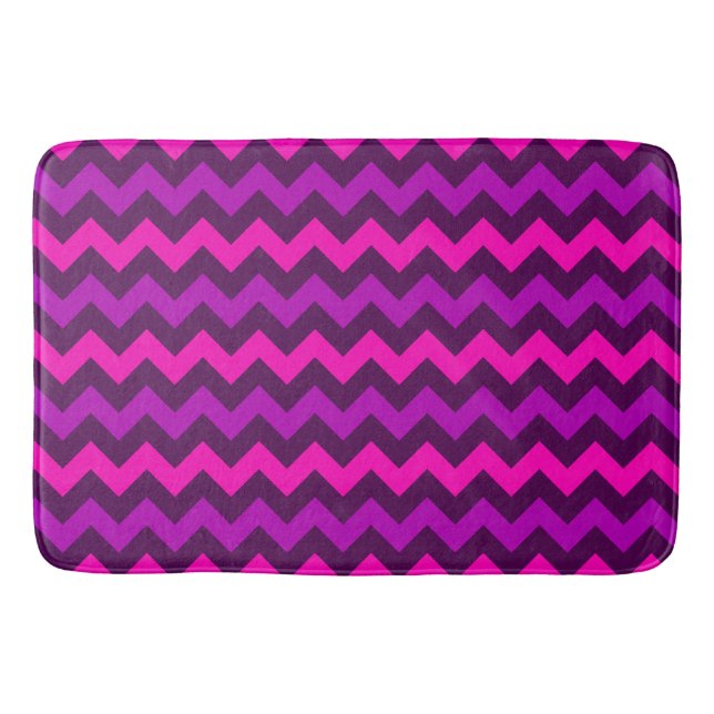 Tapete De Banheiro Cuz-roxa-rosa Chevrons Grandes Bath Mat (Frente)