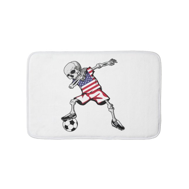 Tapete De Banheiro Dabbing Skeleton Soccer Halloween Estados Unidos (frente)