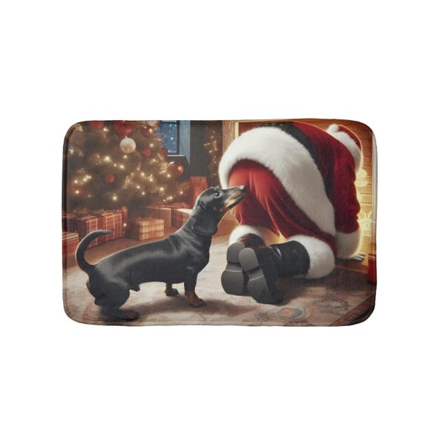 Tapete De Banheiro Dachshund and Santa  (frente)