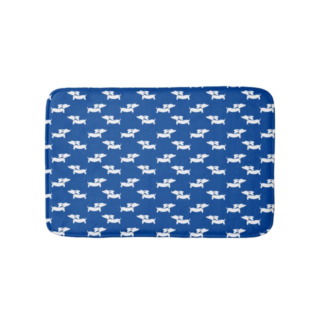 Tapete De Banheiro Dachshund Bath Mat Blue Doxie Rug Bathroom (frente)