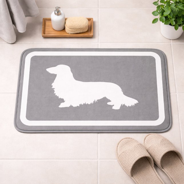 Tapete De Banheiro Dachshund Bath Mat Cinza Doxie Bathroom Rug (Dachshund Bath Mat Grey Doxie Bathroom Rug)