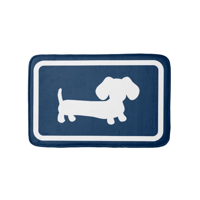 Tapete De Banheiro Dachshund Bath Mat Marinho Blue Doxie Bathroom Rug (frente)