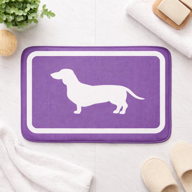 Tapete De Banheiro Dachshund Bath Mat Purple Doxie Bathroom Rug (Dachshund Bath Mat Purple Doxie Bathroom Rug)