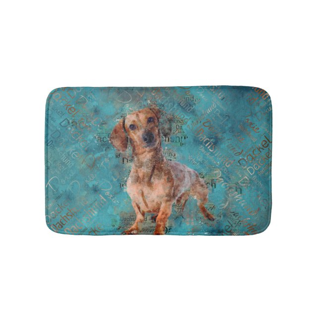 Tapete De Banheiro Dachshund dog Mixed Media Art (frente)