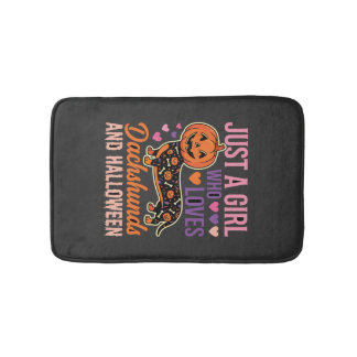 Tapete De Banheiro Dachshund Engraçado Abóbora de Halloween Amante de