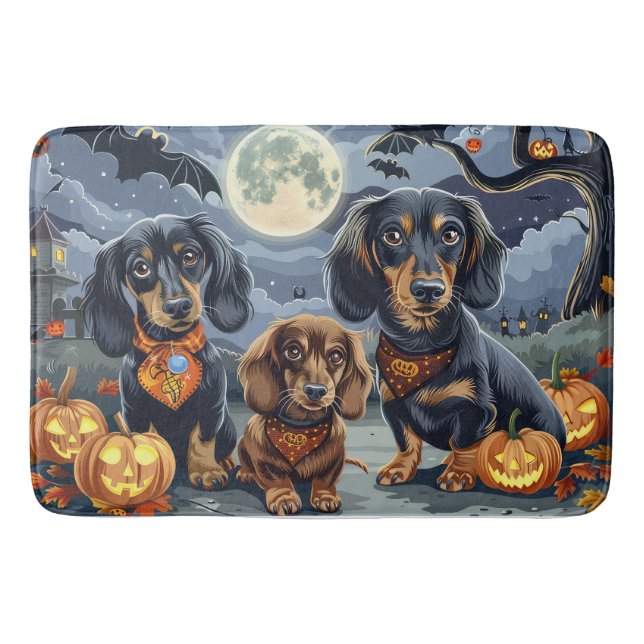 Tapete De Banheiro Dachshund Halloween Assustador  (Frente)