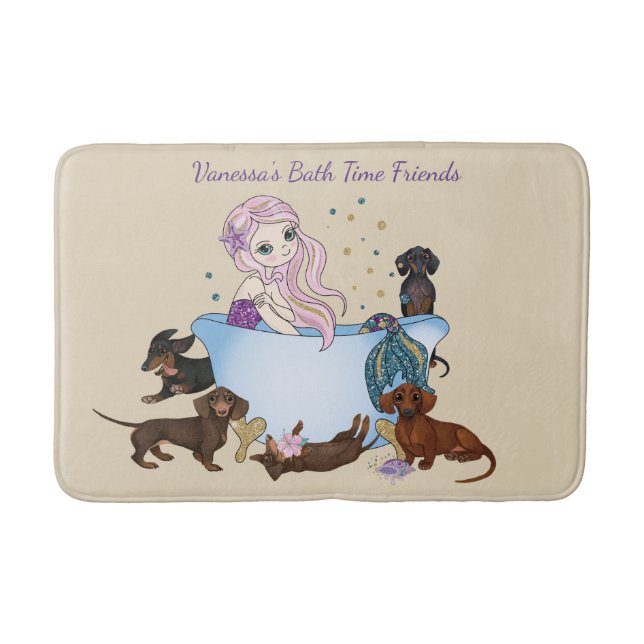 Tapete De Banheiro Dachshund Mermaid Bath Mat (Frente)