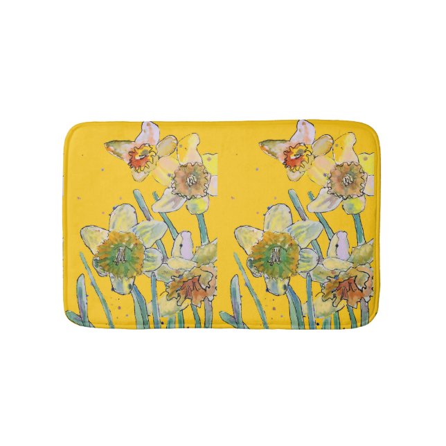 Tapete De Banheiro Daffodil daffodils floral Bath Mat (frente)