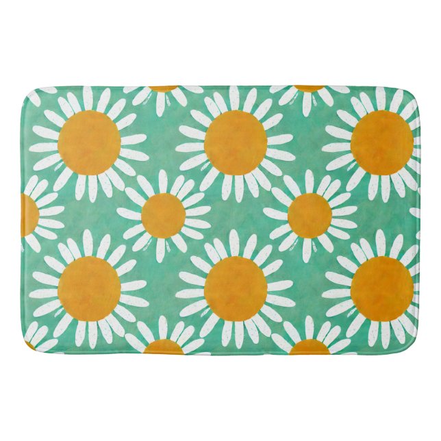 Tapete De Banheiro Daisies Folk Art Inspirou Bath Mat (Frente)