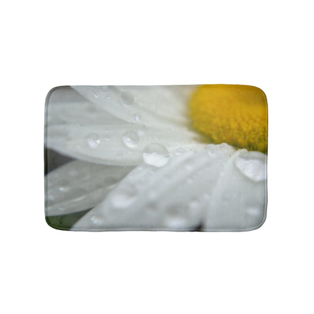Tapete De Banheiro Daisy Flower Raindrops Bathmat Rug (frente)