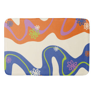 Tapete De Banheiro Daisy Groove Blue, Orange, Purple, Green & Cream