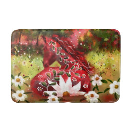 Tapete De Banheiro Daisy Horse Abstrato Art Red White Floral