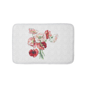 Tapete De Banheiro Damasco E Flores De Aquarela
