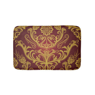 Tapete De Banheiro Damasco vermelho & Dourado 1