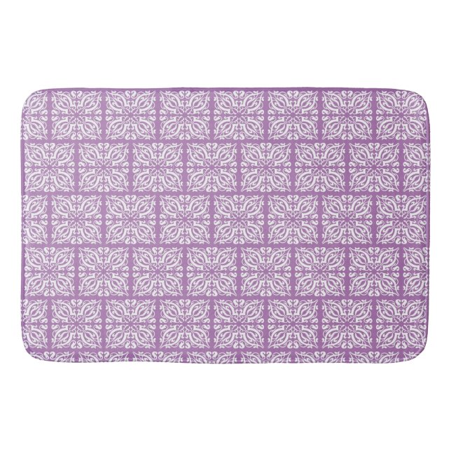 Tapete De Banheiro Damask White em Lilac (Frente)