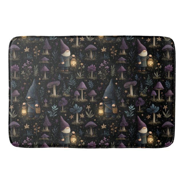 Tapete De Banheiro Dark Fantasy Gnomo e Mushroom Pattern (Frente)