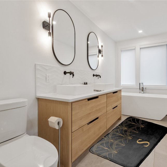 Tapete De Banheiro Deco De Arte Dourada E Negra (Criador carregado)