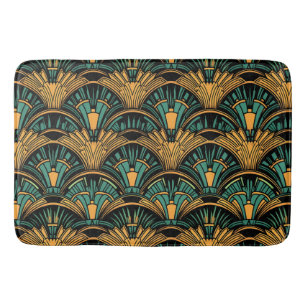 Tapete De Banheiro Deco de Arte Teal e Dourada