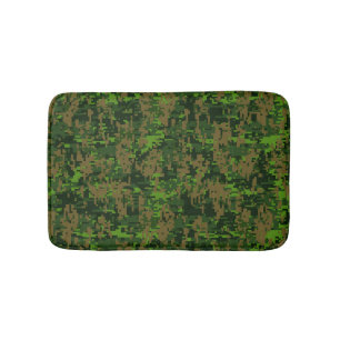 Tapete De Banheiro Decoração da Camuflagem Verde Digital com Estilo