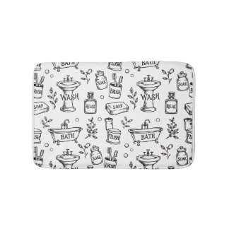 Tapete De Banheiro Decoração de Banheiro Vintage - Branco/Preto