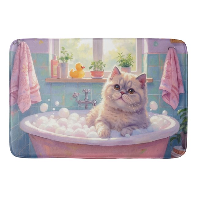 Tapete De Banheiro Decoração de Banho Scottish Fold (Frente)