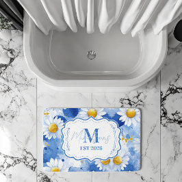 Tapete De Banheiro Decoração de Monograma de Margarida com Aquarela A