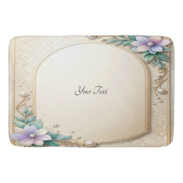 Tapete De Banheiro Decorative Floral Frame with Pearls Bath Mat