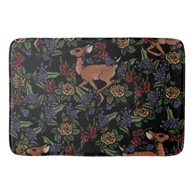 Tapete De Banheiro Deer Fawn Floral Pattern (Frente)