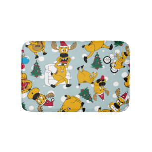 Tapete De Banheiro Deer Festivo: Design do Padrão de Natal