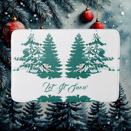 Tapete De Banheiro Deixem-na nevar Aquarela inverno Madeira de Natal