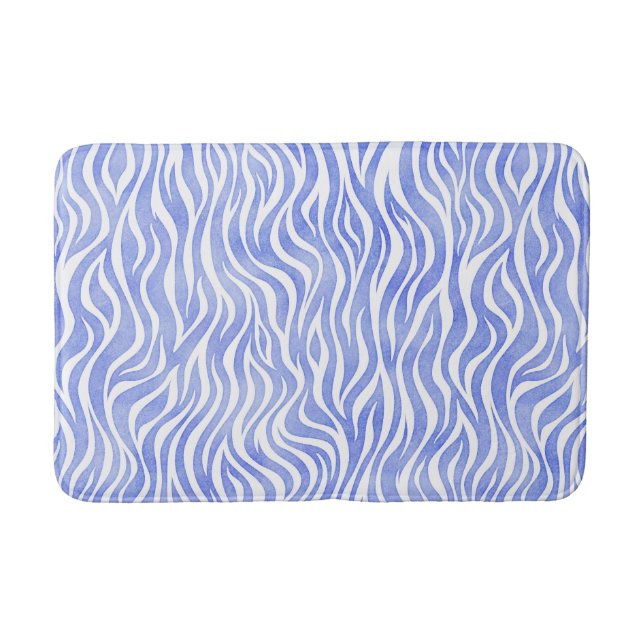 Tapete De Banheiro Denim Blue Watercolor Zebra Print (Frente)