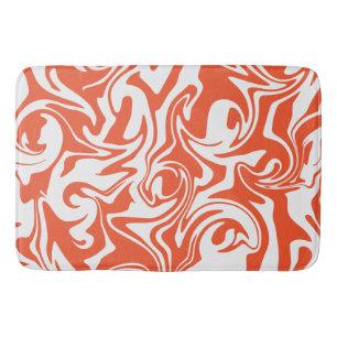 Tapete De Banheiro Derramar - Laranja e Branco