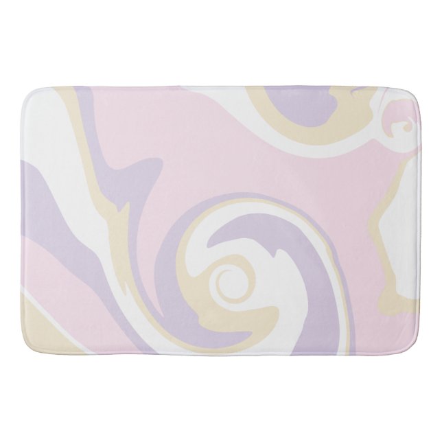 Tapete De Banheiro Derramar - Rosa Pastel, Amarelo e Roxo (Frente)