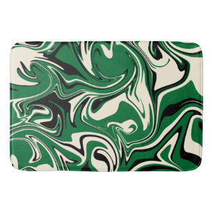 Tapete De Banheiro Derramar - Verde, Creme e Preto