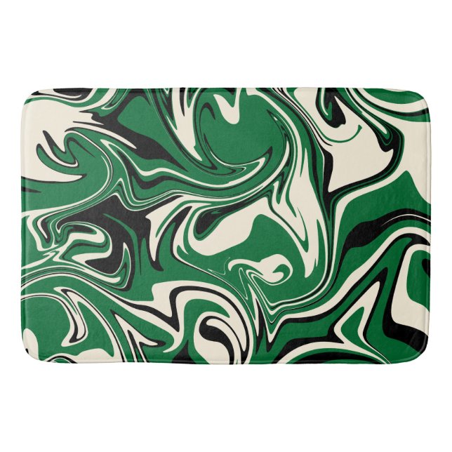 Tapete De Banheiro Derramar - Verde, Creme e Preto (Frente)