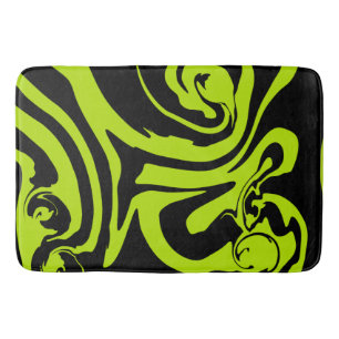 Tapete De Banheiro Derramar - Verde limão e preto