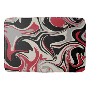 Tapete De Banheiro Derramar - Vermelho, Cinza, Preto e Branco Osso