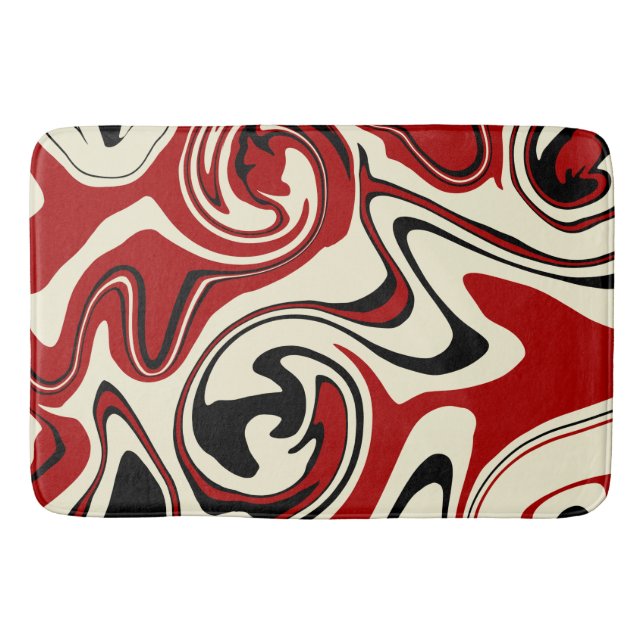 Tapete De Banheiro Derramar - Vermelho e Creme (Frente)
