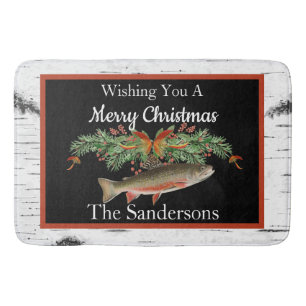 Tapete De Banheiro Desejando-lhe um peixe de mosca confiável, Natal d