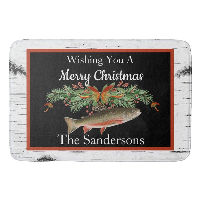 Tapete De Banheiro Desejando-lhe um peixe de mosca confiável, Natal d (Frente)