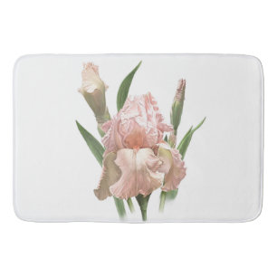 Tapete De Banheiro Desenho Botânico de Flor de Íris Barbada Rosa